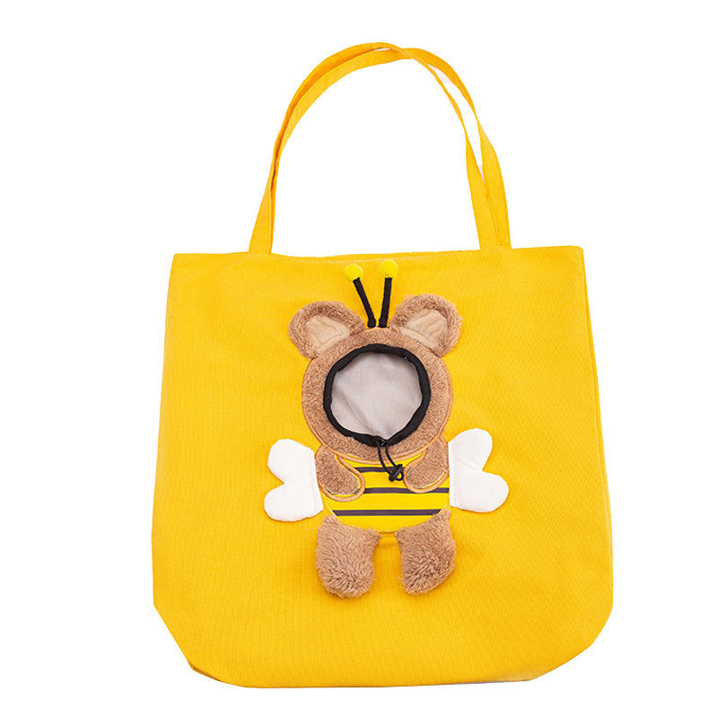 Petit sac de transport pour chat et chien avec motif abeille - Sac portable et respirant - Sac souple pour animaux de compagnie avec fermetures éclair de sécurité - Sac à main pour voyage